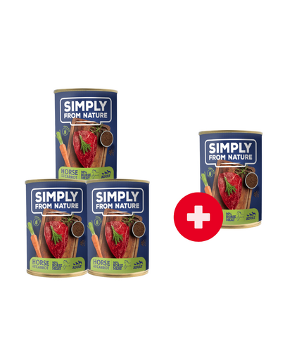 SIMPLY FROM NATURE Hrana umeda caini, carne de cal si seminte in 400g (3+1 gratis)