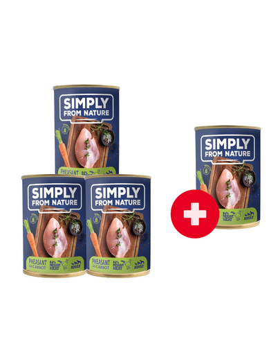 SIMPLY FROM NATURE conserva hrana caini, fazan si morcov 400g (3+1 gratis)