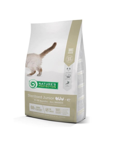 NATURES PROTECTION Sterilised Junior Poultry with Krill All Breed Cat 2 kg Hrana uscata pisoi sterilizati, cu krill si pasare