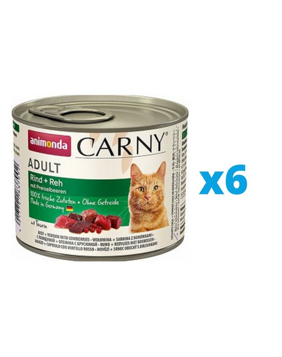 ANIMONDA Carny Conserve pentru pisici, cu vita, vanat si afine  6 x 200 g