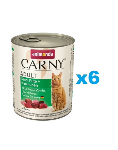 ANIMONDA Carny Adult set vita, curcan, iepure 6 x 800 g hrana umeda pisici