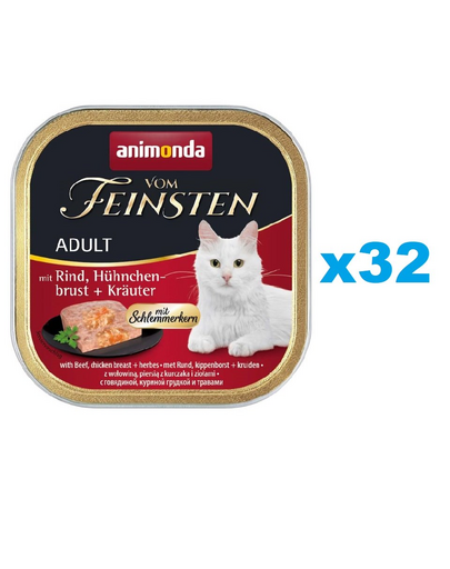 ANIMONDA Vom Feinsten Pate 32x100 g pate hrana pisica, vita si piept de pui cu ierburi