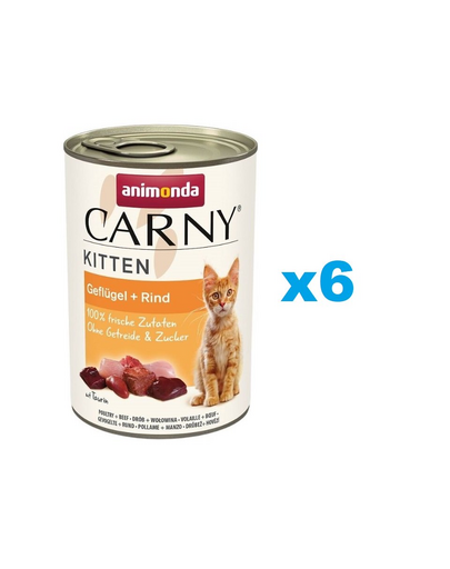 ANIMONDA Carny Kitten Poultry&Beef 6x400 g pasare si vita, conserve pentru pisoi