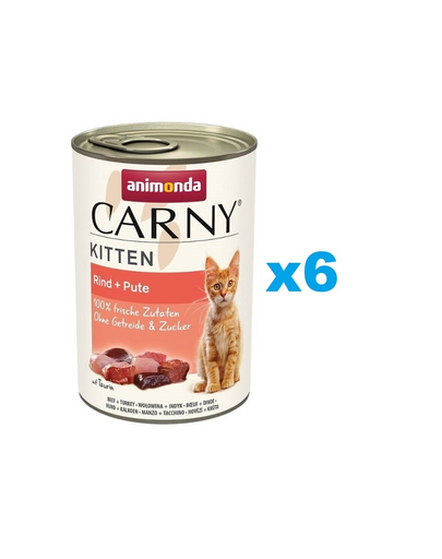 ANIMONDA Carny Kitten Beef&Turkey 6x400 g pentru pisoi, vita si curcan