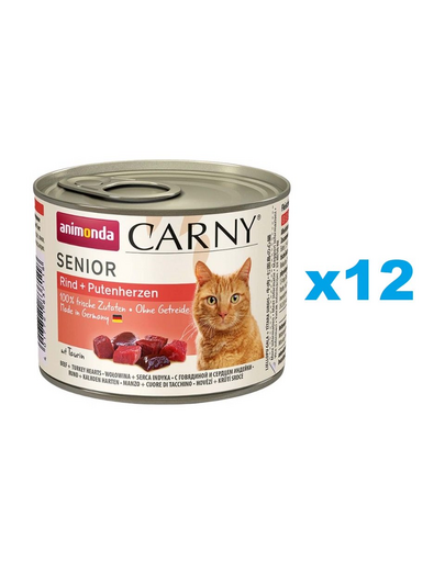 ANIMONDA Carny Senior conserve pisici senior 12x200 g vita si inimi curcan