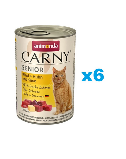 ANIMONDA Carny Senior vita, pui si branza 6x400 g hrana pentru pisica senior