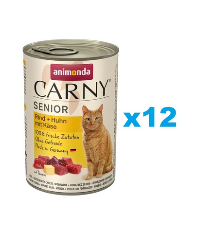 ANIMONDA Carny Senior set conserve hrana pisica senior 12x400 g vita, pui si branza