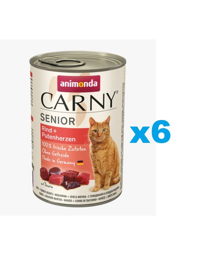 ANIMONDA Carny Senior vita si inimi curcan 6x400 g hrana pisica senior