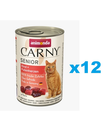 ANIMONDA Carny Senior vita si inimi curcan 12x400 g hrana pisica senioara