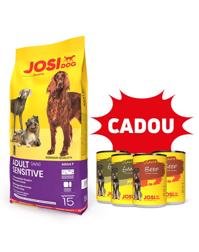 JOSERA JosiDog Adult Sensitive 15 kg + 4 conserve GRATIS