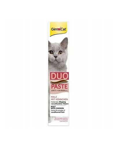 GIMCAT Duo Paste Anti-Hairball Malt&Chicken 50 g pasta impotriva bezoarelor, pisici ANTI-HAIRBALL