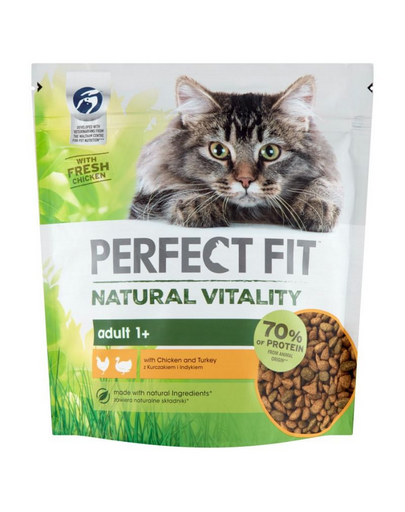 PERFECT FIT Natural Vitality 1+ Hrana uscata pisici, cu pui si curcan 6×650 g 6x650