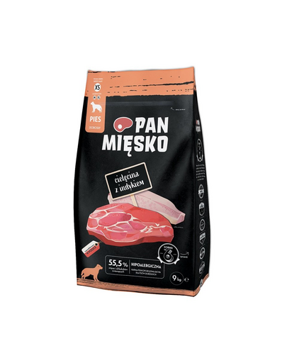 PAN MIĘSKO Hrana uscata pentru caini de talie mica, cu vitel si curcan 9kg 9kg