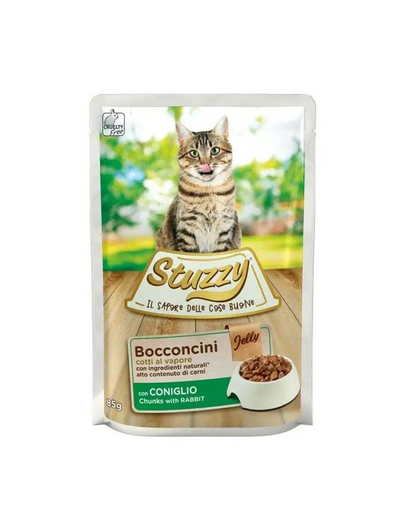 STUZZY Bocconcini Jelly Chunks with Rabbit 85g iepure in aspic pentru pisici adulte