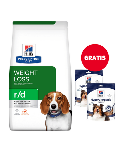 HILL\'S Prescription Diet r/d Weight Reduction with Chicken Adult 10 kg + recompense 2x220g GRATIS
