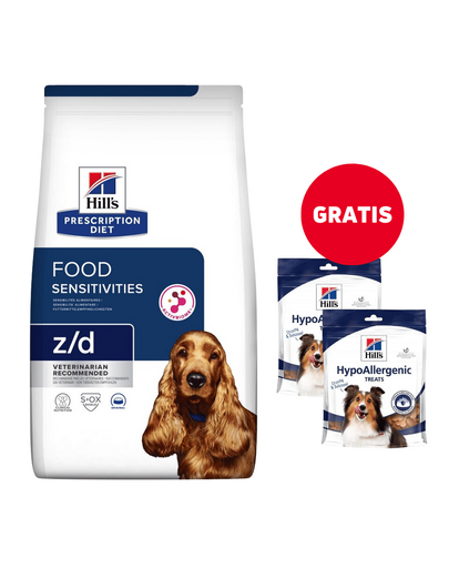 HILL\'S Prescription Diet Canine z/d Ultra Allergen Free 10 kg hrana dieta caini + recompense 2x220g GRATIS