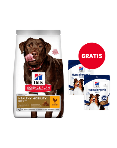 HILL\'S Science Plan Canine Adult Healthy Mobility Large breed Chicken 14 kg hrana caini talie mare, suport pentru articulatii + recompense 2x220g GRATIS