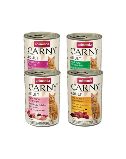 ANIMONDA Carny Adult mix conserve pisici 4 x 400 g cocktail carne, curcan, inimi rata, creveti