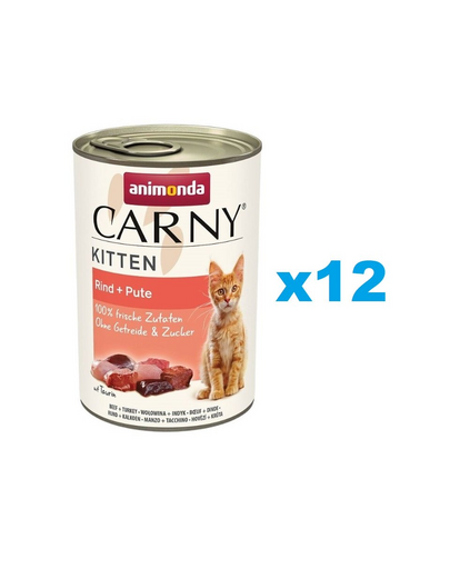 ANIMONDA Carny Kitten Beef&Turkey conserve 12x400 g hrana pentru pisoi, cu vita si curcan