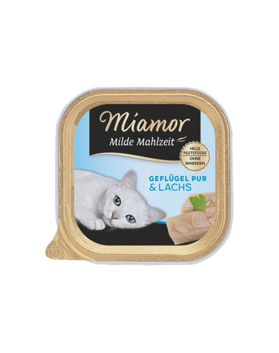 MIAMOR Milde Mahlzeit Poultry Pure&Salmon 100g pasare si somon, hrana pisica