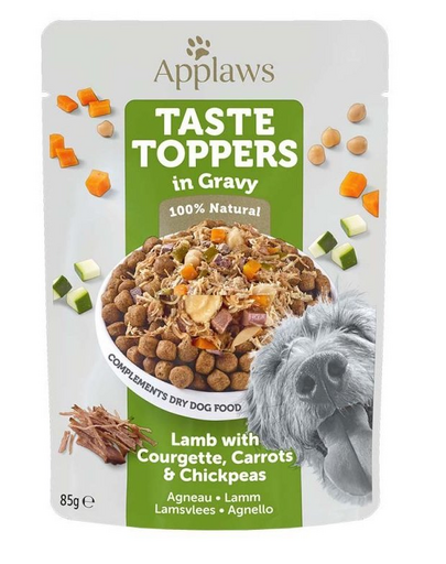 APPLAWS Dog Taste Toppers In Gravy Lamb with Carrots &amp; Chickpeas 12 x 85 g Plicuri hrana caine, cu miel, morcov si naut