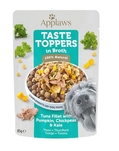 APPLAWS Dog Taste Toppers in Broth Tuna Fillet, Pumpkin & Kale 12 x 85 g