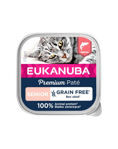 EUKANUBA Grain Free Senior Pateu pentru pisici Senior Somon 16 x 85 g