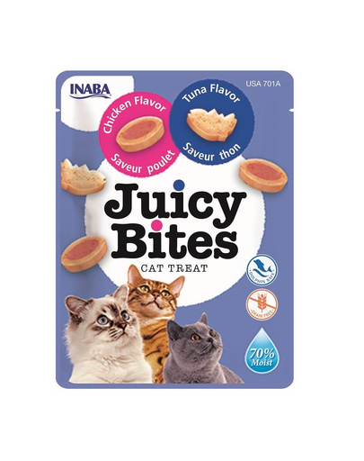 INABA Juicy Bites Recompense umede pentru pisici, cu pui si ton 33,9 g (3x11,3 g)
