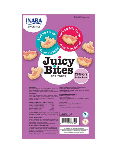 INABA Juicy Bites Recompense pentru pisici, cu creveti si fructe de mare 33,9 g (3x11,3 g)