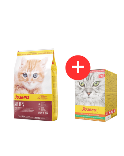 JOSERA Kitten 10 kg hrana uscata pisoi, femele gestante + Multipack Pate 6x85 g mix arome, pate pisici GRATIS