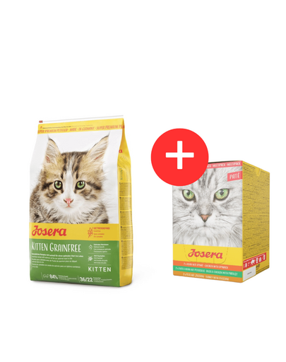 JOSERA Kitten GrainFree hrana pui pisica 10 kg + Multipack Pate 6x85 g pate mix arome pisici GRATIS