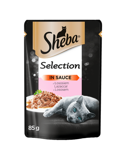 SHEBA Selection in Sauce, hrană umedă pentru pisici cu somon în sos 24 x 85g