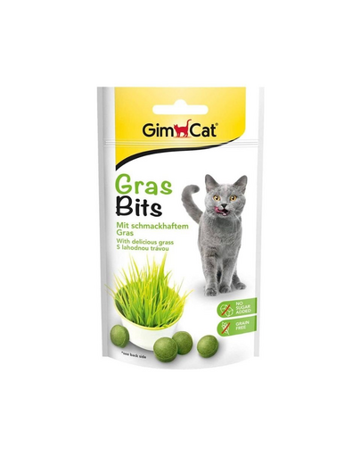 GIMCAT Tasty Tabs GrassBits 40 g recompensa pisici iarba matei