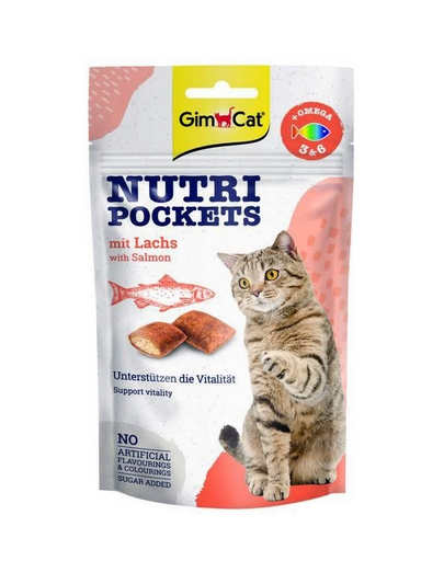 GIMCAT Nutri Pockets with Salmon 60 g recompensa somon pentru pisica