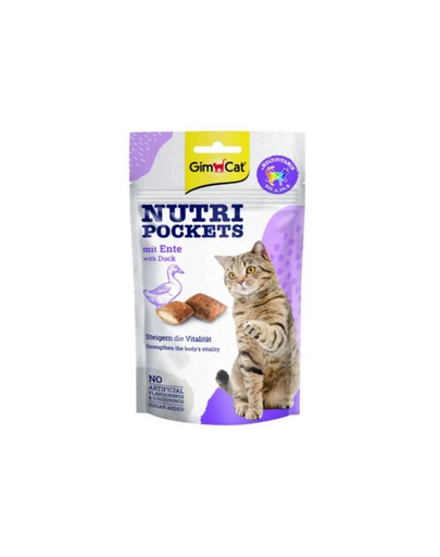 GIMCAT Nutri Pockets with Duck 60 g recompensa pisica, cu rata