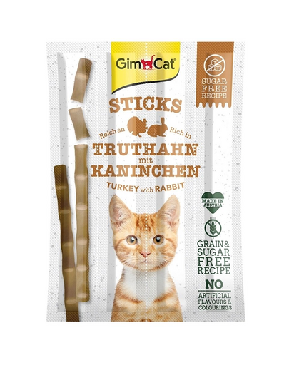 GIMCAT Sticks Turkey&Rabbit 4buc Batoane pisici, curcan si iepure