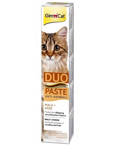 GIMCAT Duo Paste Anti-Hairball Malt&Cheese 50 g pasta antibezoare pisici ANTI-HAIRBALL