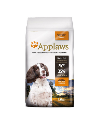 APPLAWS Dog Adult Small&amp;Medium hrana uscata pentru caini de talie mica si medie, cu pui 7,5 kg