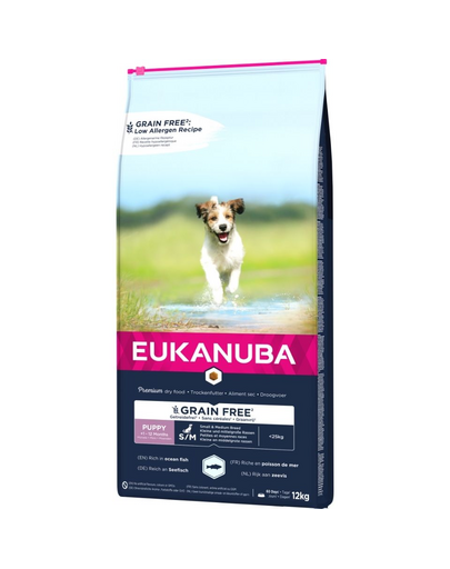 EUKANUBA Grain Free Puppy Small&Medium hrana uscata catei talie mica si medie, fara cereale 12 kg