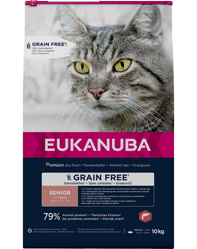 EUKANUBA Grain Free Senior 10 kg Hrana pisici senioare, cu somon