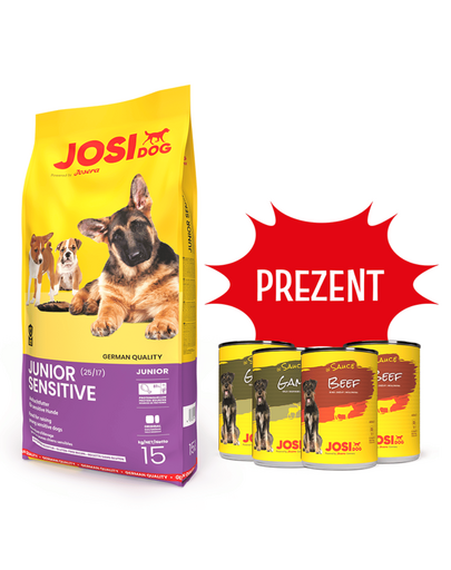 JOSERA JosiDog Junior Sensitive 15kg + 4 conserve GRATIS