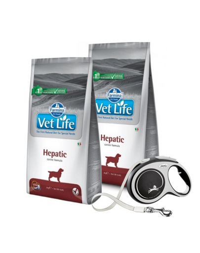 FARMINA Vet Life Dog Hepatic 2x12 kg hrana caini cu afectiuni hepatice + FLEXI New Comfort L Tape 8 m GRATIS