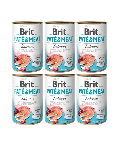 BRIT Pate&amp;Meat salmon 6x400 g pate cu somon pentru caini