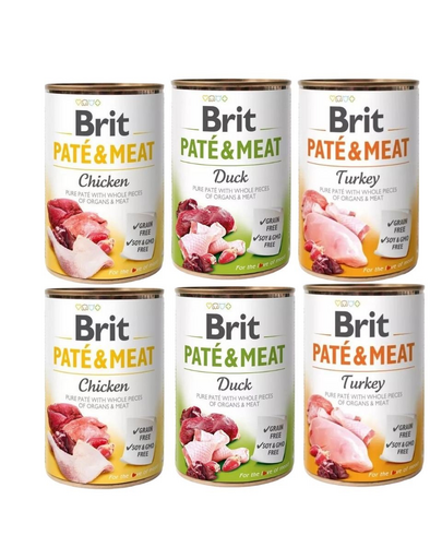 BRIT Pate&Meat Mix Arome De Pasare 6×400 G Pate Caini