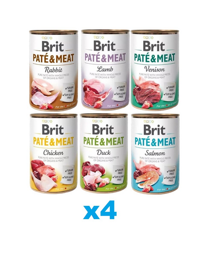 BRIT Pate&amp;Meat Mix arome 24x400 g hrana pate pentru caini