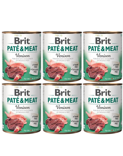 BRIT Pate&Meat venison 6 x 800 g Conserva pentru caine, cu vanat