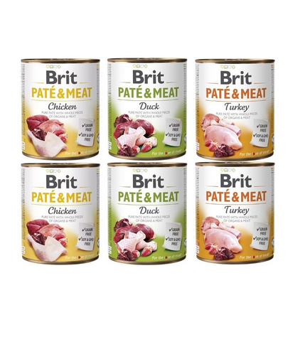 BRIT Pate&Meat Mix arome de pasare 6x800 g pate caini