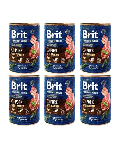 BRIT Premium by Nature 6x400 g set conserve hrana caini, porc si esofag