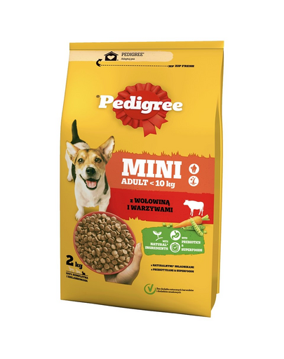 PEDIGREE Adult Mini 2 kg cu vita si legume pentru rase mici de caini