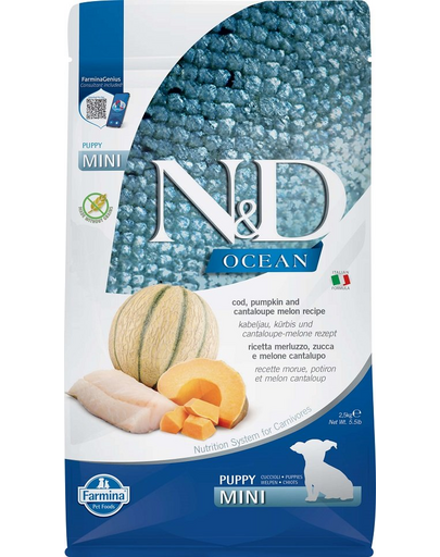 FARMINA N&D Ocean - Hrană pentru pui de cățel - cod, dovleac și pepene galben - 2,5 kg
